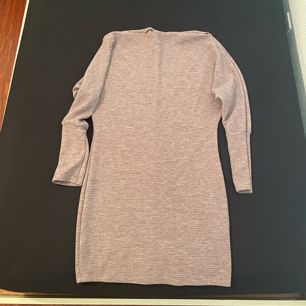 Brown of the shoulder mini dress.